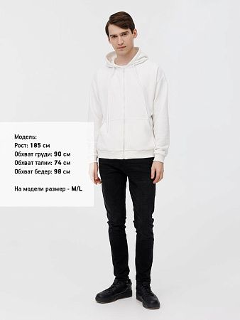 Толстовка унисекс оверсайз на молнии Zippy Terry, белая, размер XL/2XL