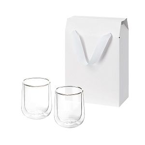 Подарочный набор 2 стеклянных стакана Lungo в коробке-пакете