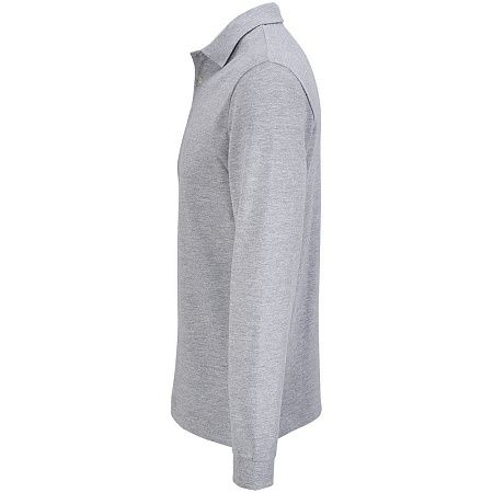 Рубашка поло унисекс с длинным рукавом Pacific LSL, серый меланж, размер S