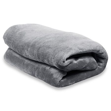 Плед мягкий флисовый Super Soft  Comfort, 125*150 см, серый, в подарочной белой крафтовой коробке с окошком