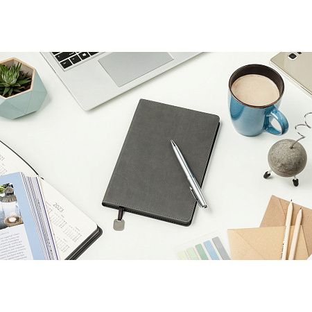 Ежедневник Flexy Latte А5, серый с серым срезом, недатированный, в гибкой обложке