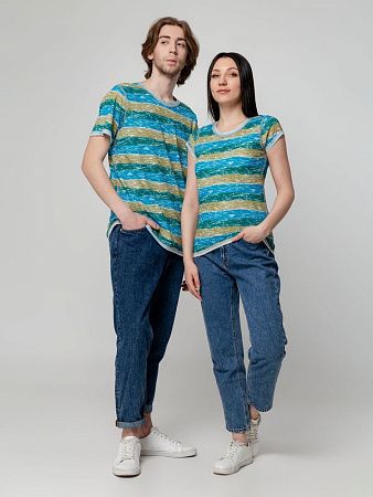 Футболка женская Rayet Lady двусторонняя, голубая с зеленым, размер S