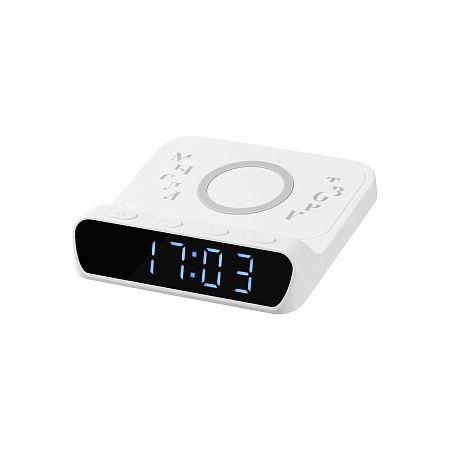 Зарядная станция с часами 15W Rigel, белая
