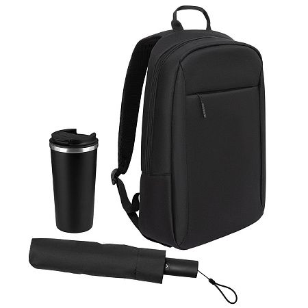 Подарочный набор Сириус (Sirius), черный (зонт, термокружка, рюкзак)