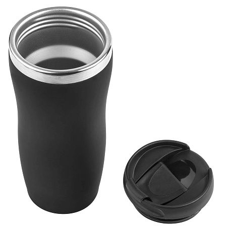 Термокружка SLIM SOFT COLOR 350мл. Черная с черной крышкой 6030.08