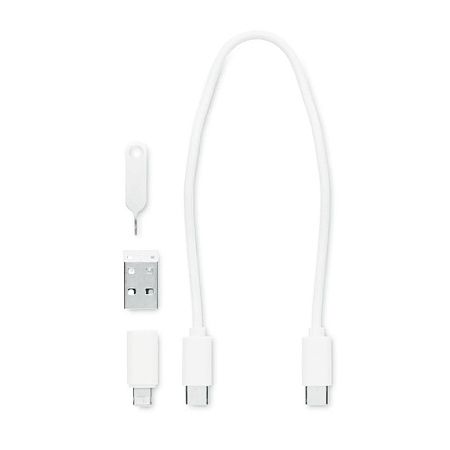 Кабель зарядный выдвижной USB Solid Line  60W 3-в-1 на Lightning, Micro-USB, Type-C «U50» 2,4 A, Quick Charge в пластиковом футляре, белый