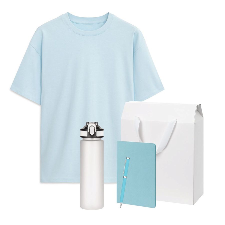 Набор с одеждой RUST (футболка, бутылка, блокнот, ручка), голубой, 3XL/4XL