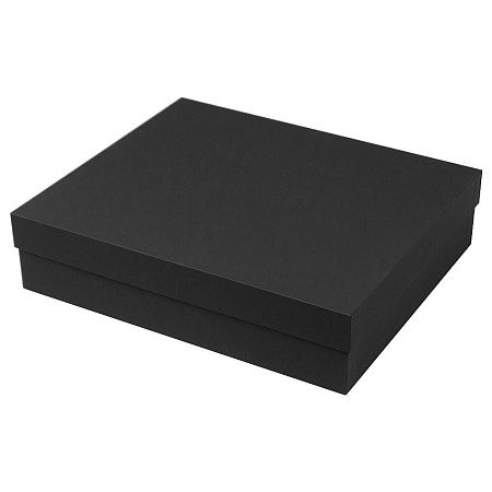 Коробка подарочная Solution Superior Alfa Soft Touch  под ежедневник, ручку и термос, 33,3*28,2*8 см, цвет черный, черный ложемент (с вырубленным ложементом)
