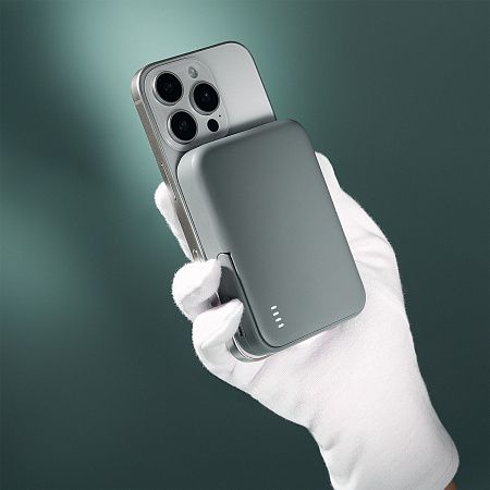 Внешний аккумулятор Union PD 10000mAh с функцией беспроводной зарядки 15W, серый