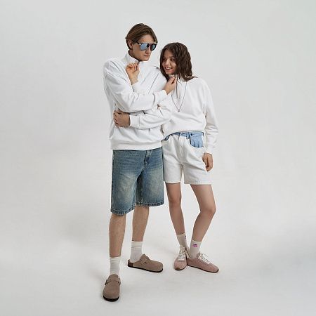 Толстовка на молнии унисекс Флоу (Flow), белая, размер M/L