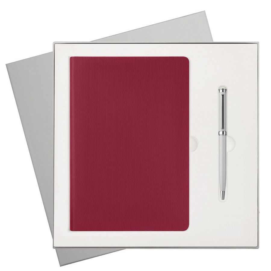 Подарочный набор Рейн (Rain), бургунди (ежедневник, ручка)