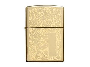 Зажигалка ZIPPO Venetian® с покрытием High Polish Brass, цвет: золотой