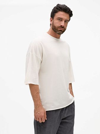 Футболка унисекс оверсайз T1, молочно-белая, размер XS/S