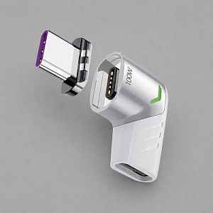 Адаптер USB-С - USB-C, магнитный, цвет: белый