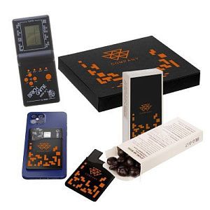 Подарочный набор «Тетрис»: тетрис, картхолдер, кофейные зерна в шоколаде