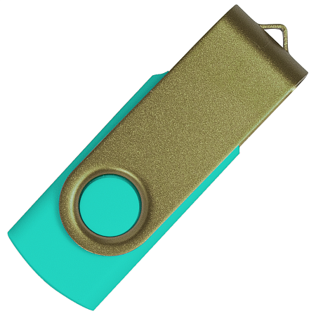 Флеш накопитель USB 2.0 Twister Сolor Mix 16GB, пластик Софт Тач/металл, бирюзовый/оливковый