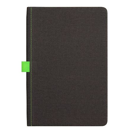 Блокнот Forest  Alfa Orion Rosewood А5, недатированный, в твердой обложке, темно-серый с зеленой резинкой и петлей для ручки