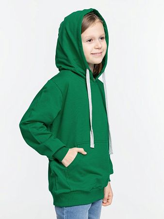 Толстовка с капюшоном детская Kirenga Kids, зеленая, размер 10 лет (130-140 см)