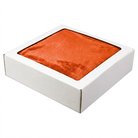 Плед мягкий флисовый Super Soft  Comfort, 125*150 см, оранжевый, в подарочной белой крафтовой коробке с окошком