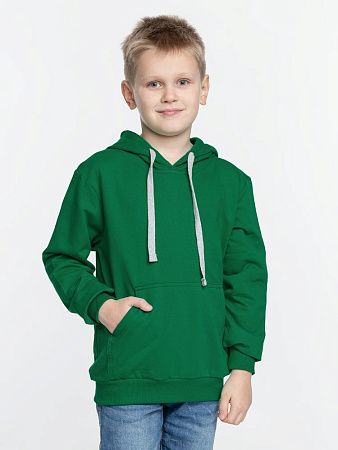 Толстовка с капюшоном детская Kirenga Kids, зеленая, размер 10 лет (130-140 см)