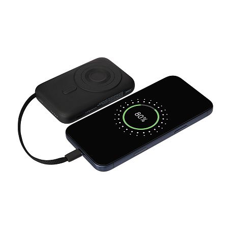 Внешний аккумулятор Комбо (Combo) 4-в-1 10000mAh с функцией беспроводной зарядки 15W, черный