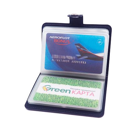 Футляр для визитных/кредитных карт (визитница), кожзаменитель Nebraska (Небраска), синий