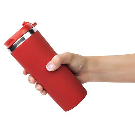 Термокружка KOMO SOFT COLOR 420мл. Красная с красной крышкой 6060.03