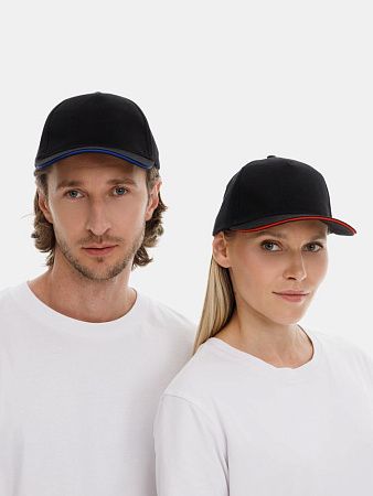 Бейсболка Long Beach, черная с ярко-синим