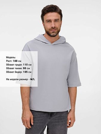 Футболка оверсайз унисекс с капюшоном Neofit, светло-серая, размер XL/2XL