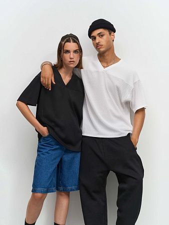 Футболка унисекс Nino с V-образным вырезом, белая, размер L