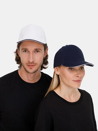 Бейсболка Classic 2.0, темно-синяя с белым кантом