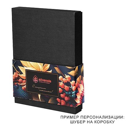 Коробка подарочная, размер 24*17,5*3 см, Solution Superior Linen, серебристая, бежевый ложемент под индивидуальную вырубку