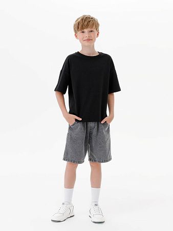 Футболка детская оверсайз Teezer, черная, размер 8 лет (122-128 см)