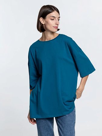 Футболка унисекс оверсайз Crosstown, бирюзовая (морская волна), размер S