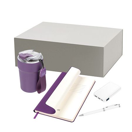 Подарочный набор Монако (Monaco), фиолетовый (термокружка, аккумулятор, ежедневник, ручка)