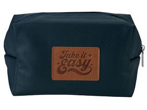 Косметичка из эко-кожи «Enio» с патчами, цвет: синий