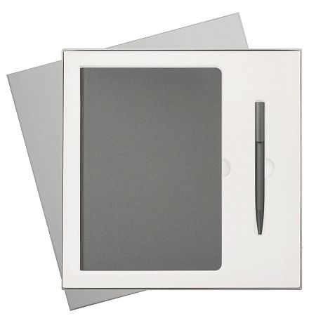 Подарочный набор Мун Ривер (Moon river), серый (ежедневник, ручка)