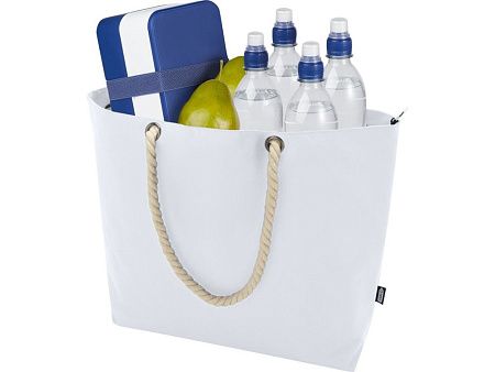Пляжная сумка-холодильник Panama GRS из переработанных материалов с ручками-шнурками