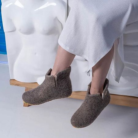 Домашние валенки Wild, серо-коричневые (натуральные), размер 46