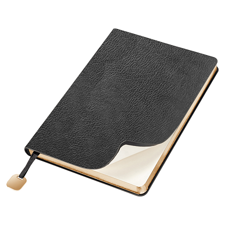 Ежедневник Flexy Columbus А5, черный с золотистым срезом, недатированный, в гибкой обложке