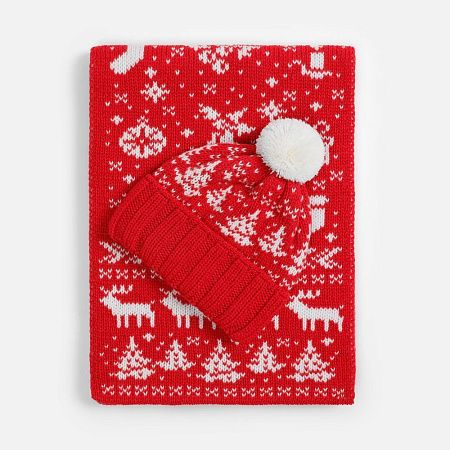 Шарф Holidale, красный с молочным