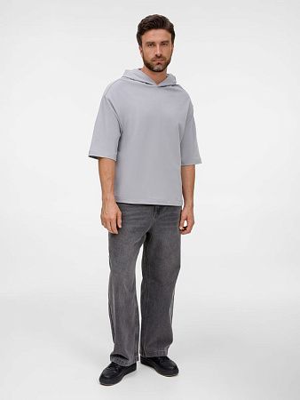 Футболка оверсайз унисекс с капюшоном Neofit, светло-серая, размер XL/2XL