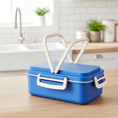 Ланчбокс (контейнер для еды) Inar из пшеничного волокна, синий.