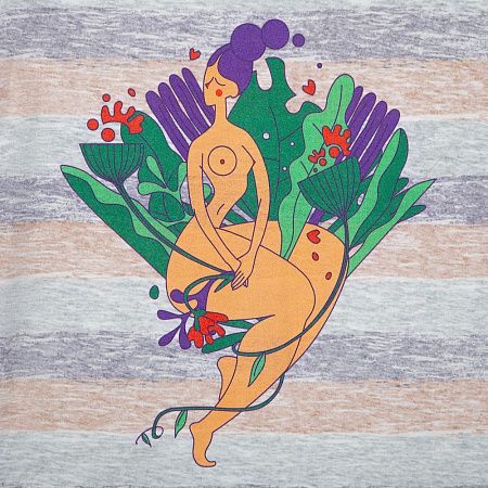 Футболка женская «Амазонка» двусторонняя, оранжевая с фиолетовым, размер S