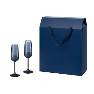 Подарочный набор 2 бокала для шампанского Сапфир (Sapphire) в большом подарочном пакете