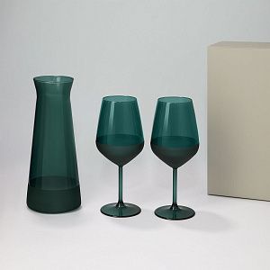 Подарочный набор декантер + 2 бокала для вина Emerald в серой коробке