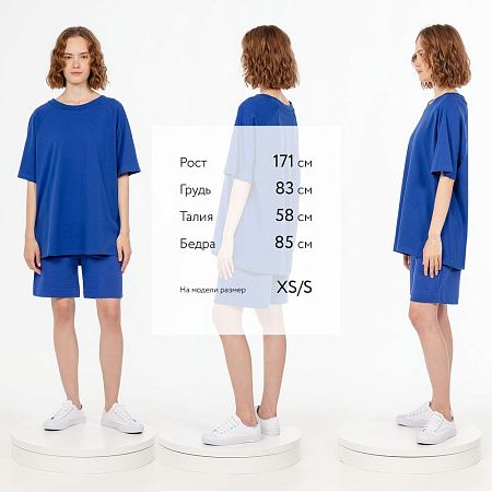 Футболка унисекс оверсайз T2, синяя, размер XS/S