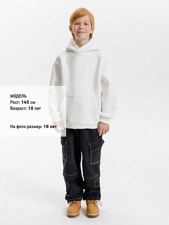 Худи детское оверсайз Junipero, молочное (белое), размер 8 лет (118-128 см)