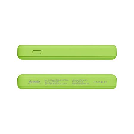 Внешний аккумулятор Ларго PD (Largo PD) 5000mAh с функцией беспроводной зарядки 15W, салатовый