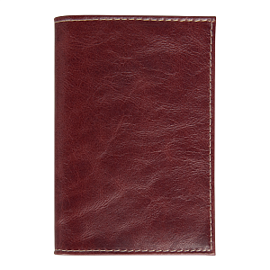 Обложка для автодокументов Leather Sky Matt из натуральной кожи, бордовая с белой прострочкой